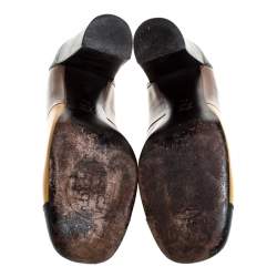 Pre Owned Tory Burch Multicolor Leather Taupe Block Heel Pumps Size 37