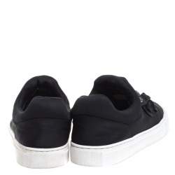 Pre Owned Tory Burch Black Neoprene And Leather Blossom Floral Applique Slip On Sneakers Size 37.5