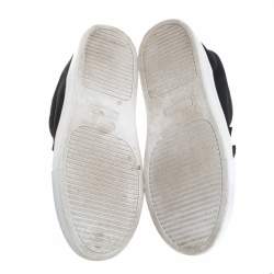 Pre Owned Tory Burch Black Neoprene And Leather Blossom Floral Applique Slip On Sneakers Size 37.5