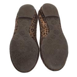 مملوكة مسبقًا حذاء باليرينا فلات توري برش ريفا فرو حصان نقشة الفهد بني مقاس 40