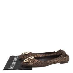 مملوكة مسبقًا حذاء باليرينا فلات  توري برش ريفا فرو حصان نقشة الفهد بني مقاس 40