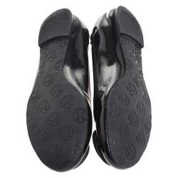 Pre Owned حذاء باليرينا فلات توري برش جلد ريفا أسود لامع مقاس 39