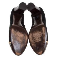 مملوكة مسبقًا حذاء كعب  عالي توري برش غطاء مقدمة جلد نقش ثعبان رمادي وسويدي أسود مقاس 38.5