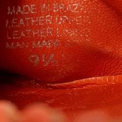 Pre Owned Tory Burch Orange Leather Tassel Scrunch Ballet Flats Size 39.5