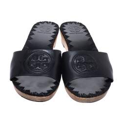 مملوكة مسبقًا Tory Burch Leather Patty Wedge Sandals Size 37.5