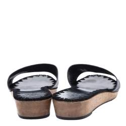 مملوكة مسبقًا Tory Burch Leather Patty Wedge Sandals Size 37.5