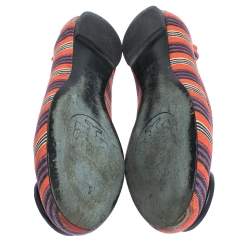Pre Owned Tory Burch Multicolor Canvas Minnie Scrunch Ballet Flats Size 36.5