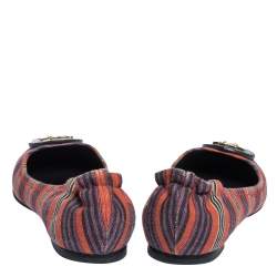 Pre Owned Tory Burch Multicolor Canvas Minnie Scrunch Ballet Flats Size 36.5