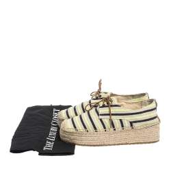 Pre Owned Tory Burch Multicolor Striped Canvas Florence Espadrille Flat Sneakers Size 36