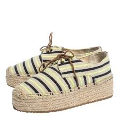 Pre Owned Tory Burch Multicolor Striped Canvas Florence Espadrille Flat Sneakers Size 36