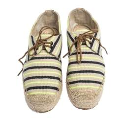 Pre Owned Tory Burch Multicolor Striped Canvas Florence Espadrille Flat Sneakers Size 36
