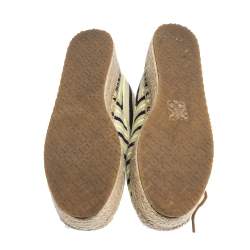 Pre Owned Tory Burch Multicolor Striped Canvas Florence Espadrille Flat Sneakers Size 36