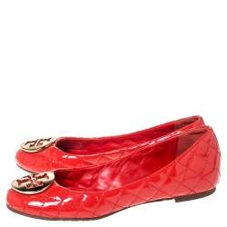 مملوكة مسبقًا Tory Burch Red Quilted Leather Quinn Ballet Flats Size 37