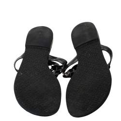 Pre Owned Tory Burch Black Patent Leather Miller Flat Thong Sandals Size 37.5