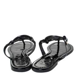 Pre Owned Tory Burch Black Patent Leather Miller Flat Thong Sandals Size 37.5