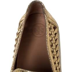 مملوكة مسبقًا حذاء رياضى تورى برش سليب أون هواراتش جلد مغزول ذهبى مقاس 40