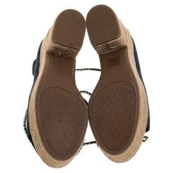 مملوكة مسبقًا صندل تورى برش ملتف علي الكاحل كعب روكى بوسيتانو سويدى أزرق مقاس 38.5