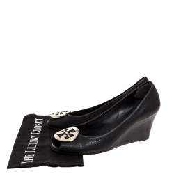 Pre Owned حذاء كعب عالي توري برش كعب روكي مقدمة مفتوحة جوليان جلد أسود مقاس 37