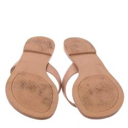 Pre Owned Tory Burch Beige Leather Monroe Thong Sandals Size 39