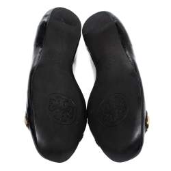 مملوكة مسبقًا Tory Burch Black Patent Leather Andi Ballet Flats Size 38