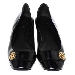 مملوكة مسبقًا Tory Burch Black Patent Leather Andi Ballet Flats Size 38