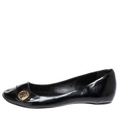 مملوكة مسبقًا Tory Burch Black Patent Leather Andi Ballet Flats Size 38