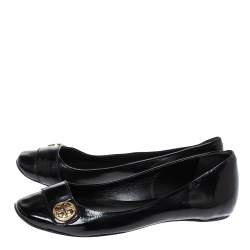 مملوكة مسبقًا Tory Burch Black Patent Leather Andi Ballet Flats Size 38