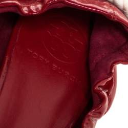 Pre Owned Tory Burch Red Patent Leather Scrunch Ballet Flats Size 38.5