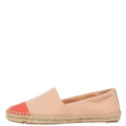 Pre Owned حذاء إسبادريل تورى برش فلات غطاء مقدمة شعار كانفاس وردى 36.5