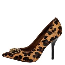 مملوكة مسبقًا Tory Burch Leopard Print Calf Hair 'Celina' Pointed Toe Pumps Size 36.5