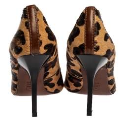 مملوكة مسبقًا Tory Burch Leopard Print Calf Hair 'Celina' Pointed Toe Pumps Size 36.5
