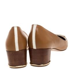 مملوكة مسبقًا Tory Burch Tan Leather Janey Block Heel Pumps Size 39