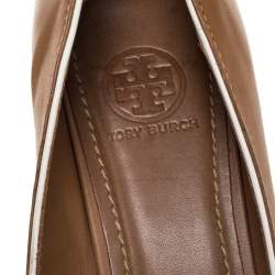 مملوكة مسبقًا Tory Burch Tan Leather Janey Block Heel Pumps Size 39