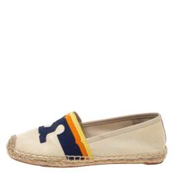 Pre Owned حذاء تورى برش فلات إسبادريل كانفاس بيج مقاس 37