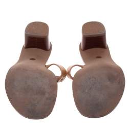 مملوكة مسبقًا Tory Burch Brown Textured Leather Moore Thong Slide Sandals Size 37