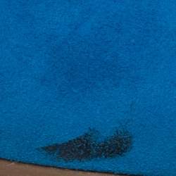 Tory Burch Blue Suede Leather Bow Slip On Loafers Size 38
