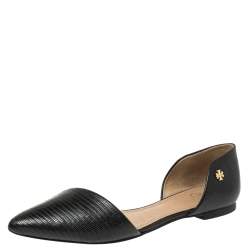 Tory Burch Black Lizard Embossed Leather D'Orsay Flats Size 37 Tory Burch |  TLC