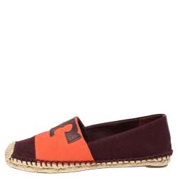 مملوكة مسبقًا Tory Burch Multicolor Canvas Weston Espadrilles Flats Size 36.5