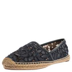 Tory Burch Navy Blue Navy Blue and Mesh Jacki Espadrille Flats Size 41 Tory  Burch | TLC