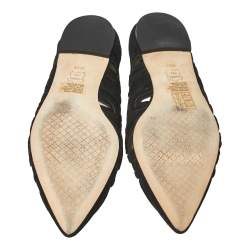 Pre Owned Tory Burch Black Suede Leyla Laser Cut Pointed Toe Ballet Flats Size 37.5