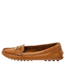 Tory Burch Brown Leather Driving Loafers Size 36.5