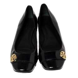 Tory Burch Black Patent Leather Andi Ballet Flats Size 39