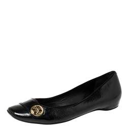 Tory Burch Black Patent Leather Andi Ballet Flats Size 39