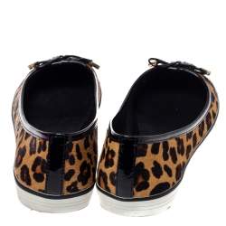 Pre Owned Tory Burch Leopard Print Calf Hair And Leather Skyler Flats Size 38.5