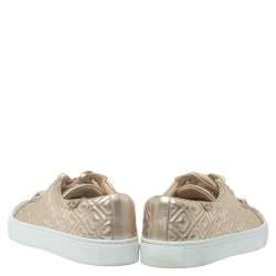 Pre Owned Tory Burch Light Gold Quilted Leather Marion Sneakers Size 38