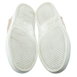 Pre Owned Tory Burch Light Gold Quilted Leather Marion Sneakers Size 38