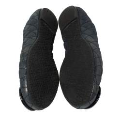 Pre Owned Tory Burch Grey Glitter Leather Reva Scrunch Ballet Flats Size 39.5