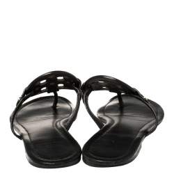 Pre Owned Tory Burch Black Leather Miller Slide Flats Size 39