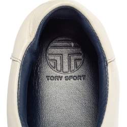 Pre Owned Tory Burch White Leather Ruffle Low Top Sneakers Size 36.5