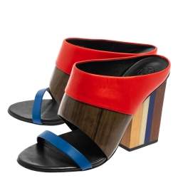 مملوكة مسبقًا Tory Burch Multicolor Leather Open Toe Slide Sandals Size 37